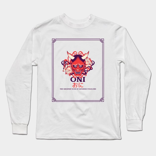 Oni Mask Japan Japanese Folklore Long Sleeve T-Shirt by Tip Top Tee's